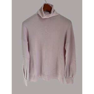 Forté Cashmere Luxury Pink Turtleneck Sweater M 100% Cashmere Button Neck Soft W
